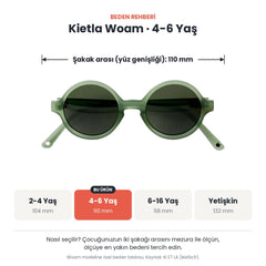 Kietla Woam güneş gözlüğü beden rehberi: 4-6 Yaş, şakak arası yaklaşık 110 mm