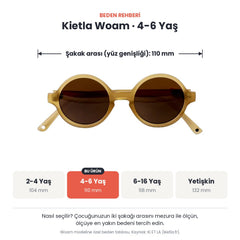 Kietla Woam güneş gözlüğü beden rehberi: 4-6 Yaş, şakak arası yaklaşık 110 mm