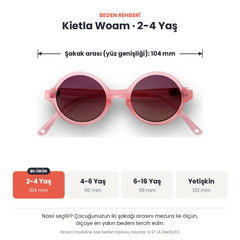 Kietla Woam güneş gözlüğü beden rehberi: 2-4 Yaş, şakak arası yaklaşık 104 mm