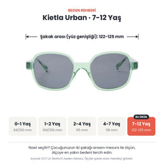 Kietla Urban güneş gözlüğü beden rehberi: 7-12 Yaş, şakak arası yaklaşık 122-125 mm