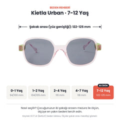 Kietla Urban güneş gözlüğü beden rehberi: 7-12 Yaş, şakak arası yaklaşık 122-125 mm