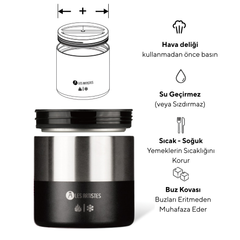 Les Artistes Paris Isı Yalıtımlı Çelik Yemek Termosu 700ml Split Black