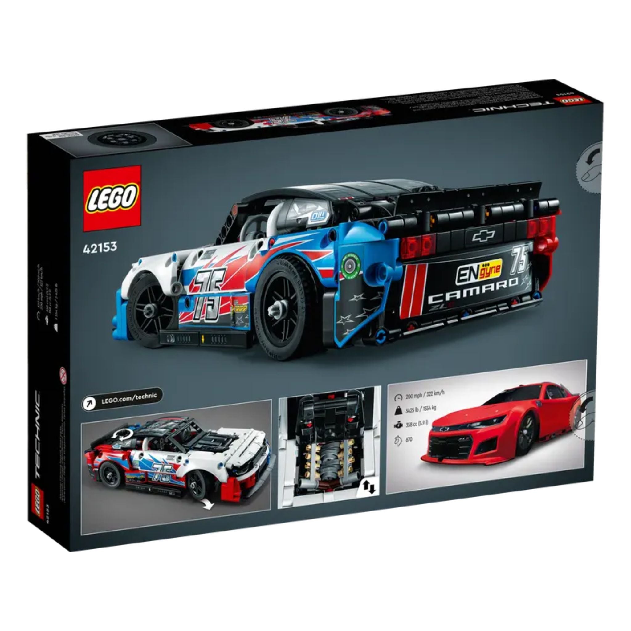 Lego Technic Nascar Yeni Nesil Chevrolet Camaro ZL1 42153 Yapım Seti 672 Parça