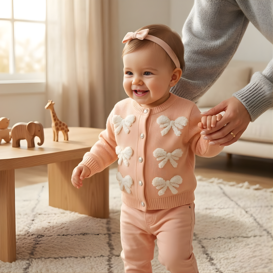 Angora Baby Hırkalı 3'lü Takım Fiyonk Somon