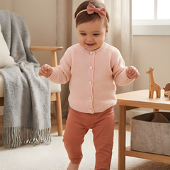 Angora Baby Hırkalı 3'lü Takım Pembe
