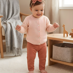 Angora Baby Hırkalı 3'lü Takım Pembe