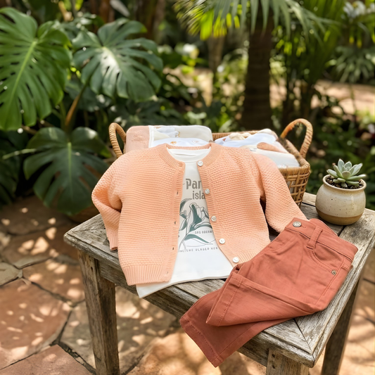 Angora Baby Hırkalı 3'lü Takım Somon