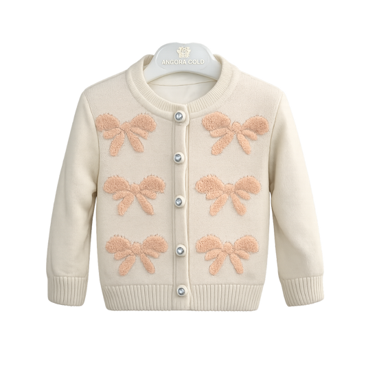 Angora Baby Hırkalı 3'lü Takım Fiyonk Ekru