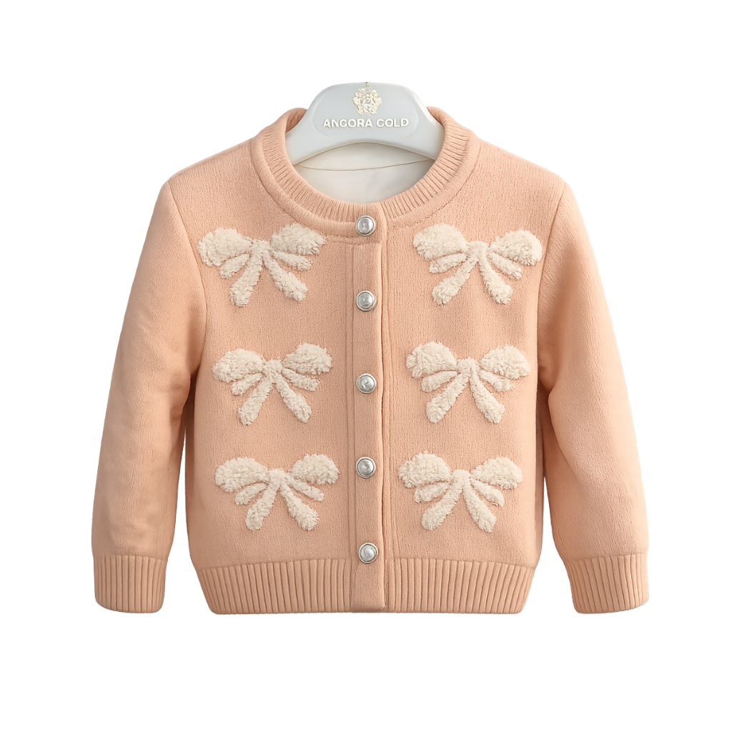 Angora Baby Hırkalı 3'lü Takım Fiyonk Somon