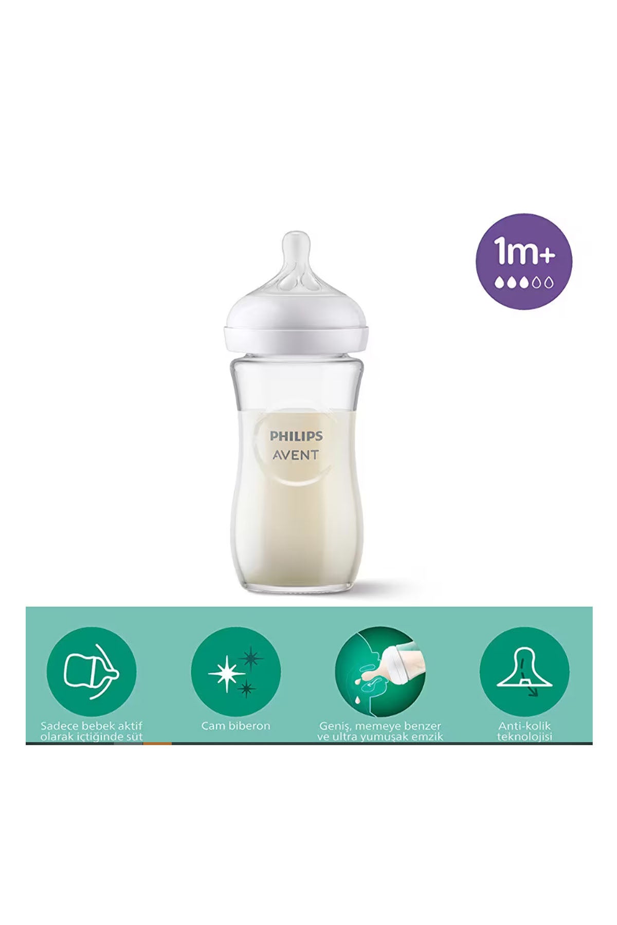 Avent Doğal Tepkili Cam Biberon 240ml 1+ Ay