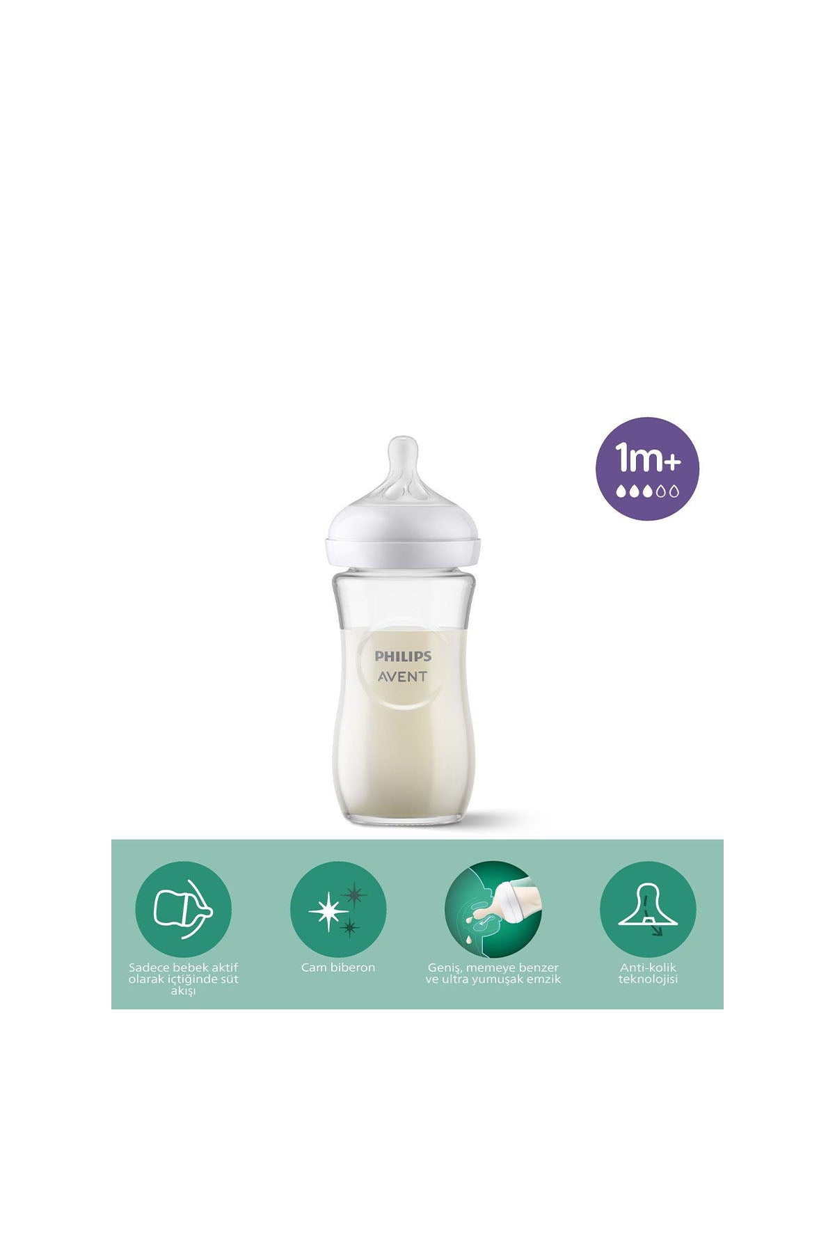 Avent Doğal Tepkili Cam Biberon 240ml 1+ Ay