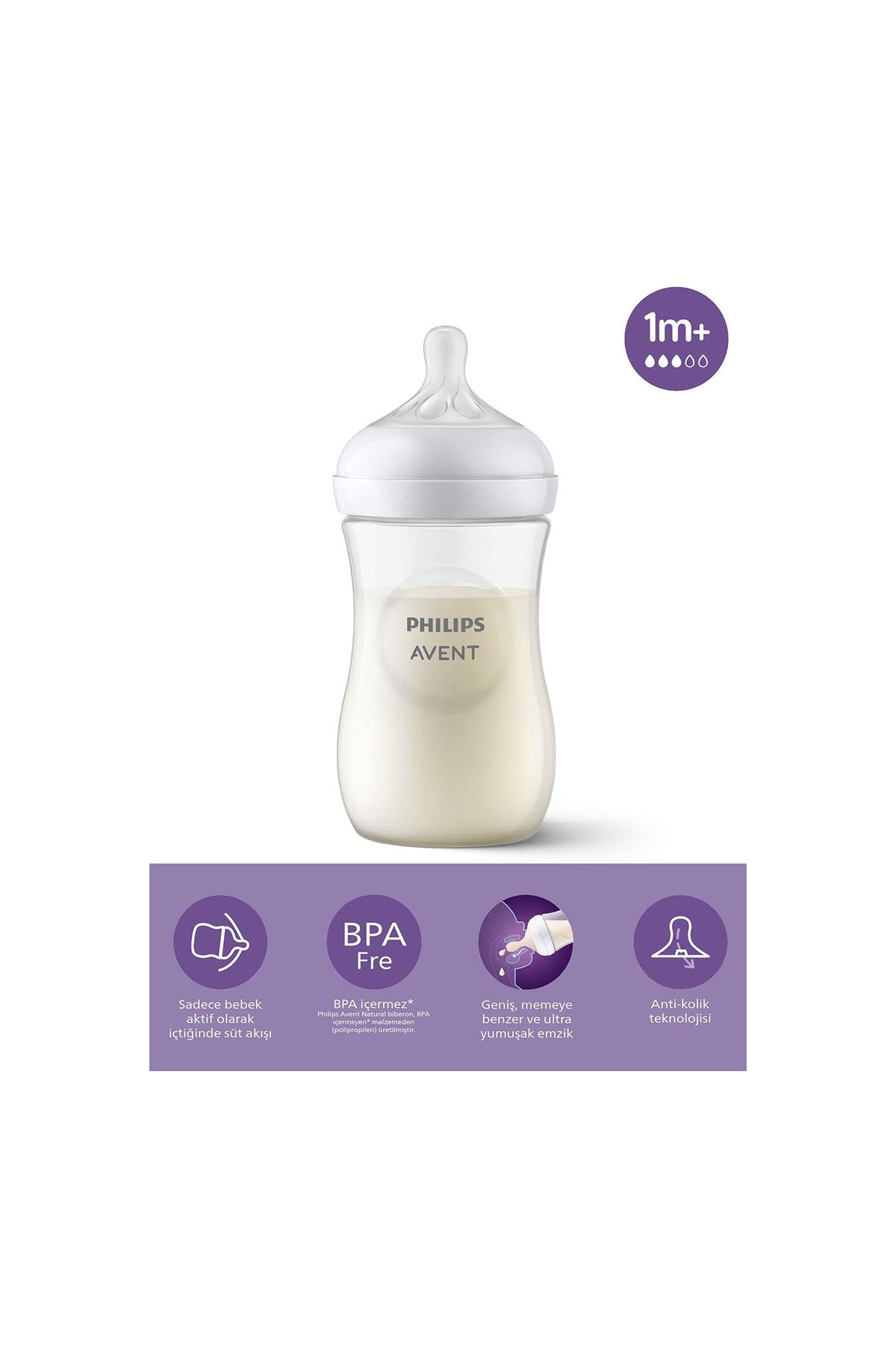 Avent Doğal Tepkili PP Biberon 260ml 1+ Ay