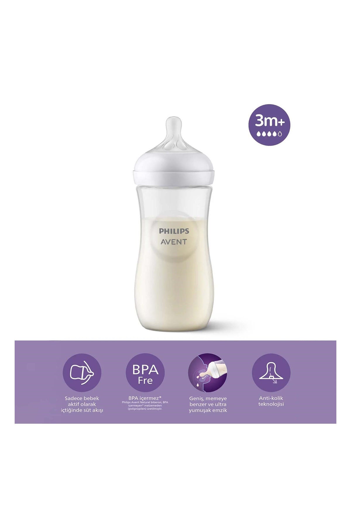 Avent Doğal Tepkili PP Biberon, 330ml, 3+ Ay