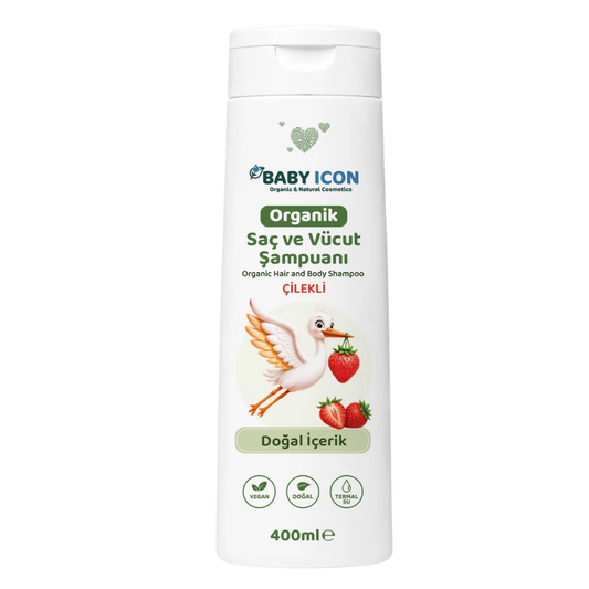 Baby İcon Organik Saç ve Vücut Şampuanı Çilekli 400ml