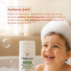 Baby İcon Organik Saç ve Vücut Şampuanı Çilekli 400ml