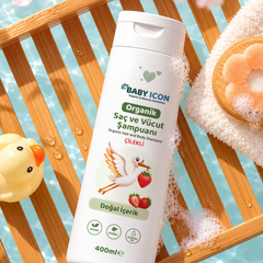 Baby İcon Organik Saç ve Vücut Şampuanı Çilekli 400ml