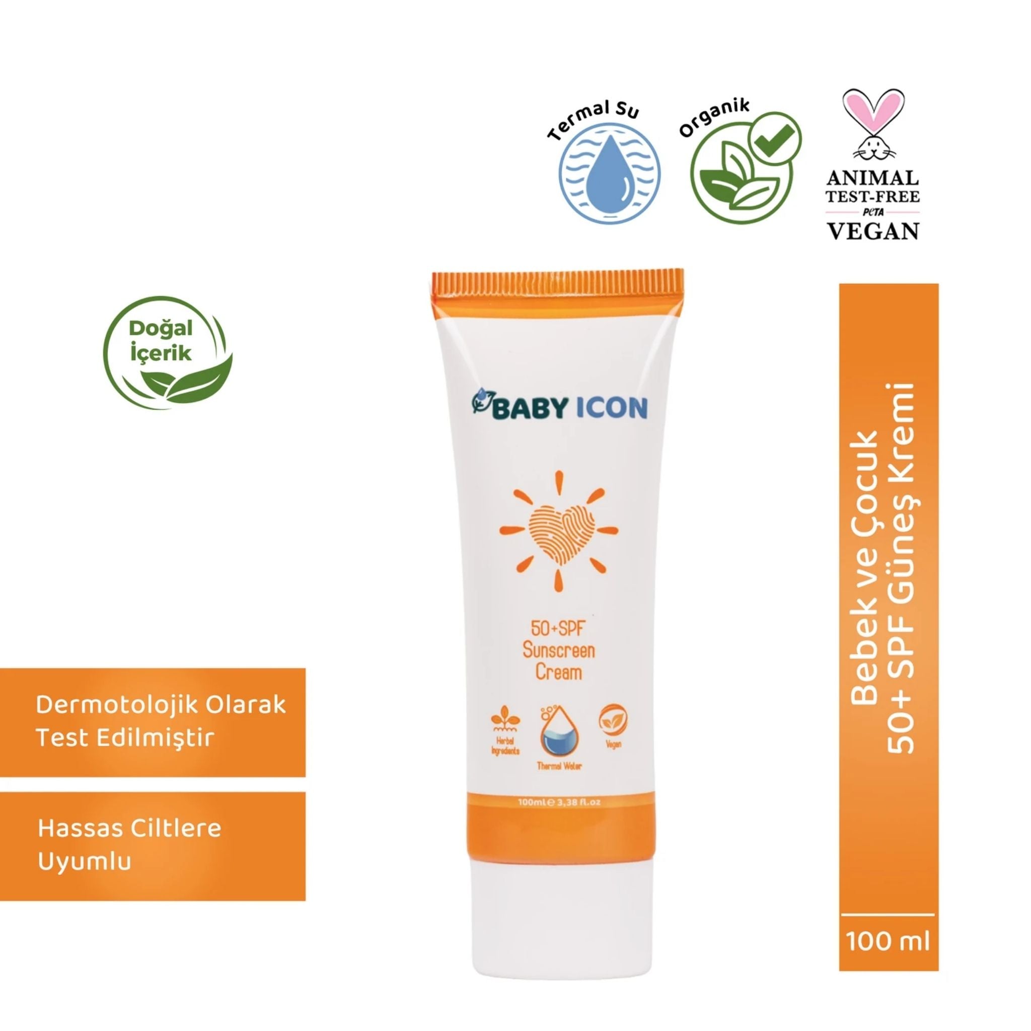 Baby İcon Organik Vegan SPF50+ Güneş Kremi 100ml
