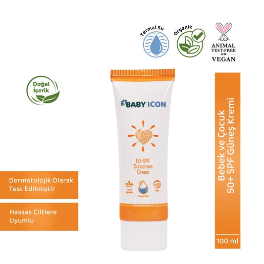 Baby İcon Organik Vegan SPF50+ Güneş Kremi 100ml