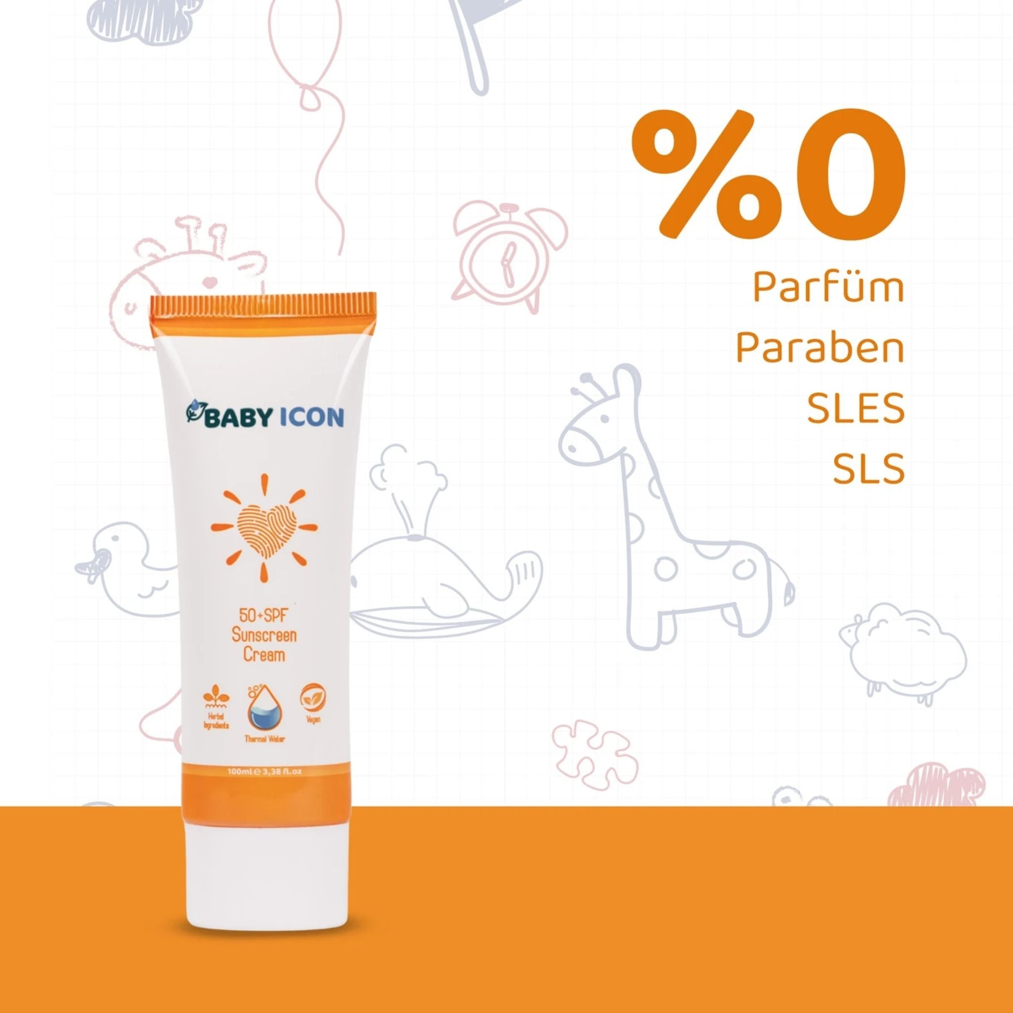 Baby İcon Organik Vegan SPF50+ Güneş Kremi 100ml