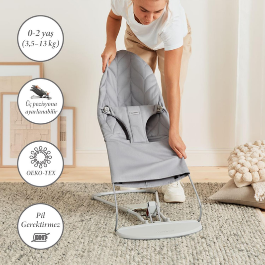 BabyBjörn Pastel Oyuncaklı Bliss Ana Kucağı Petal Woven Grey