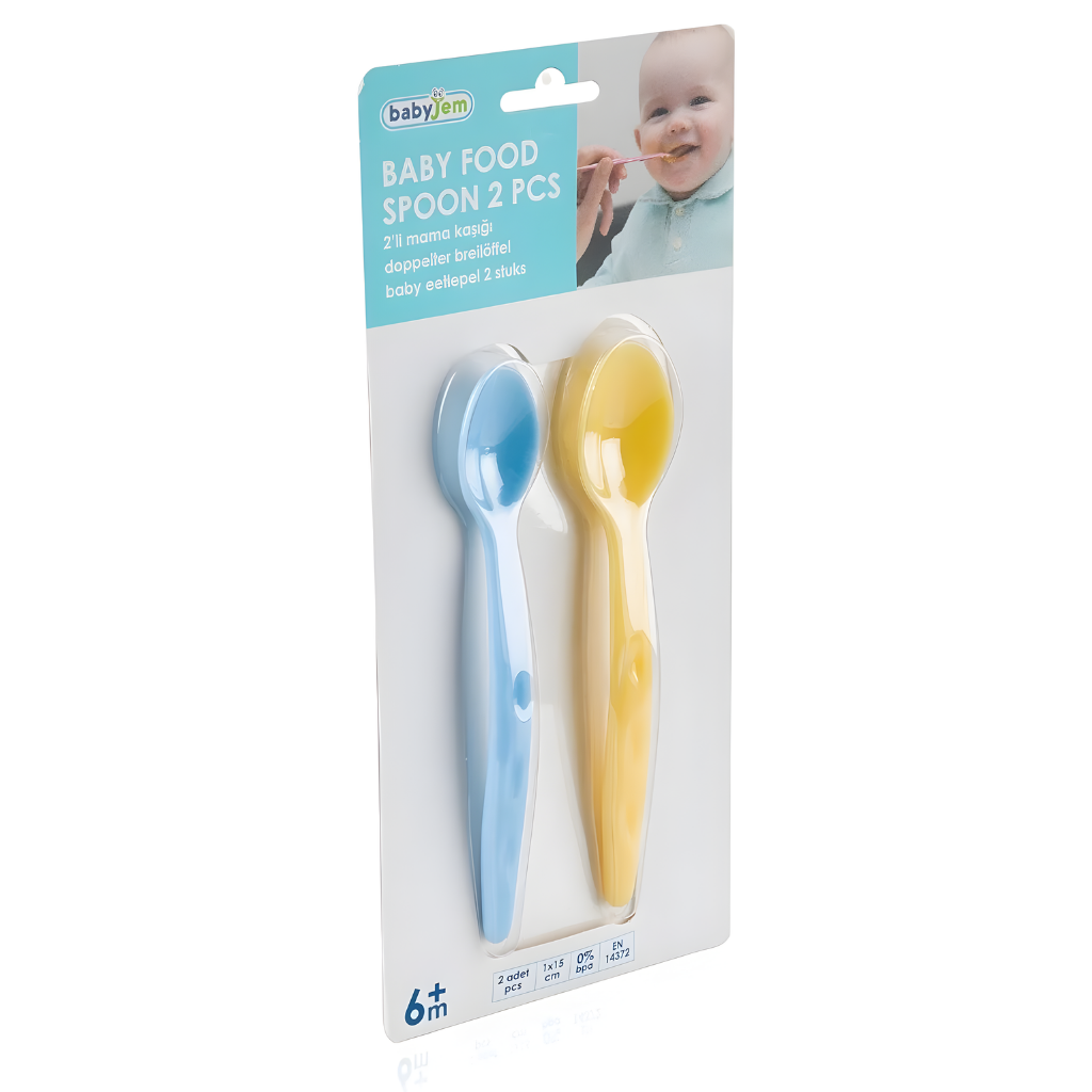 Babyjem 2'li Mama Kaşığı Mavi Sarı