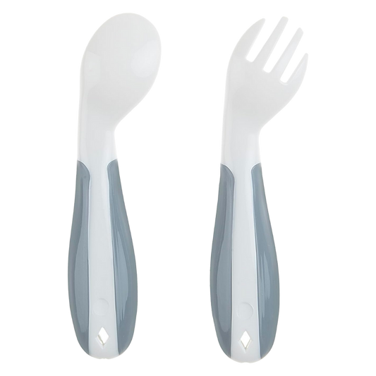 Babyjem Açılı Mama Kaşık Çatal Takımı Gri