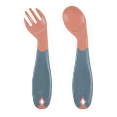 Babyjem Açılı Mama Kaşık Çatal Takımı Gül Kurusu