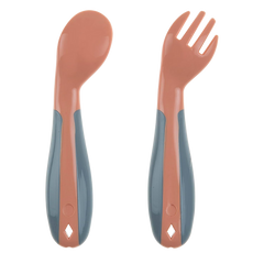Babyjem Açılı Mama Kaşık Çatal Takımı Gül Kurusu