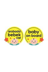 Babyjem Araba Cam Yazısı Dikkat Bebek Var Sarı