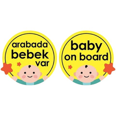 Babyjem Araba Cam Yazısı Dikkat Bebek Var Sarı