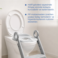 Babyjem Basamaklı Katlanır Klozet Adaptörü Soft Gri