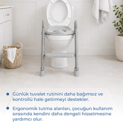 Babyjem Basamaklı Katlanır Klozet Adaptörü Soft Gri