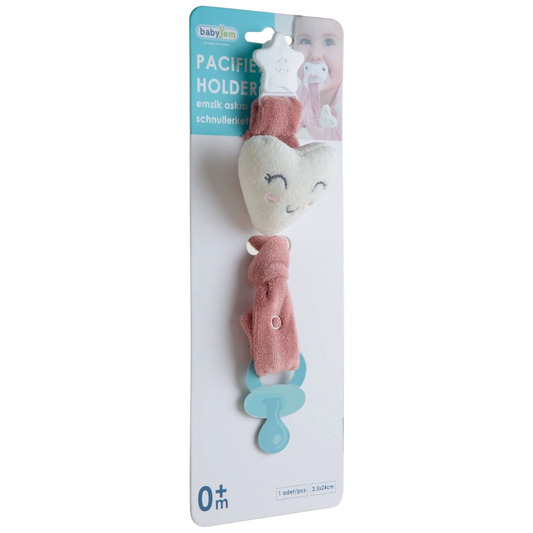Babyjem Emzik Tutacağı Kalp Desen Gül Kurusu