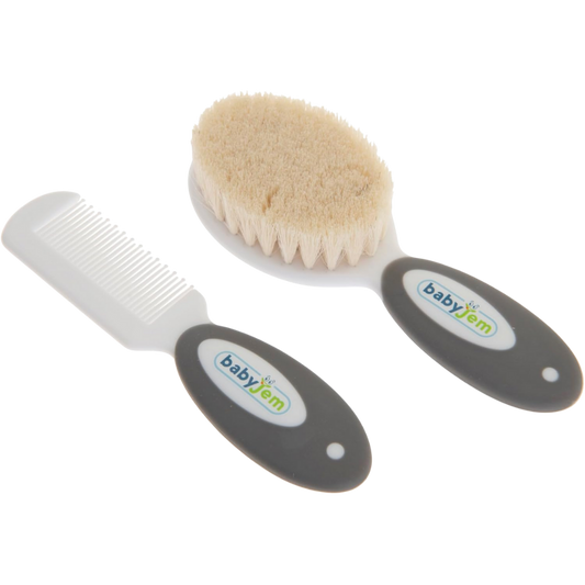 Babyjem Fırça Tarak Seti Doğal Kıl Gri
