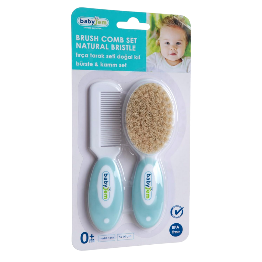 Babyjem Fırça Tarak Seti Doğal Kil Mavi