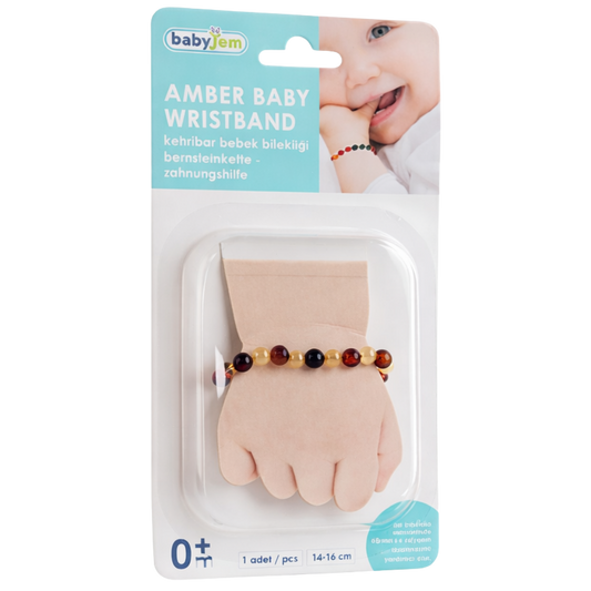 Babyjem Kehribar Bebek Bilekliği Koyu Bal