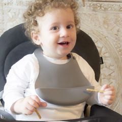 Babyjem Mini Silikon Önlük Gri
