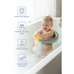 Babyjem Önden Açılır Kaydırmaz Banyo Mama Oturağı Soft Yeşil