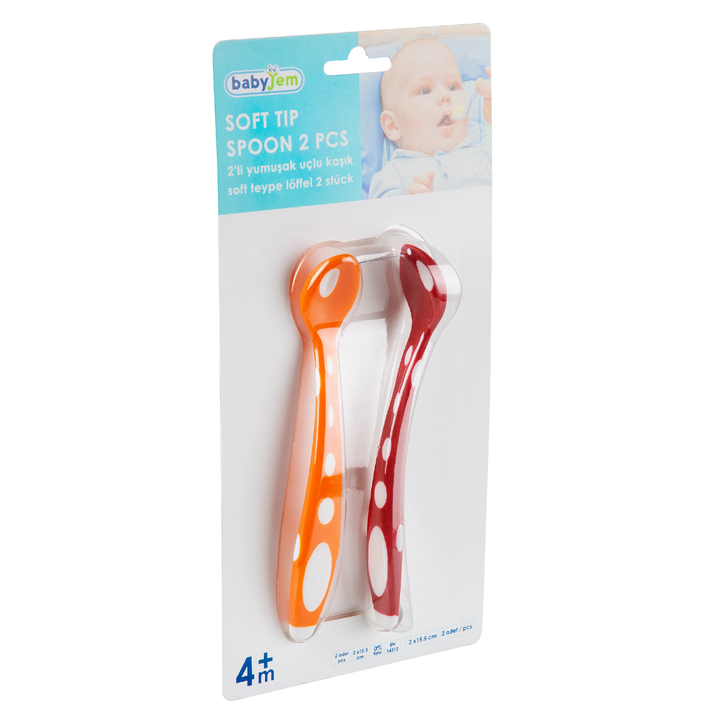 Babyjem Silikon Mama Kaşığı Turuncu Kırmızı