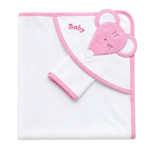 Babyjem Bip Bip’li Yenidoğan Banyo Havlusu Pembe