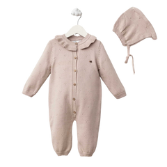 BabyMio Fırfırlı Ajurlu Kız Tulum Bej