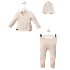 BabyMio Saç Örgü Viskon Yenidoğan Takım Bej