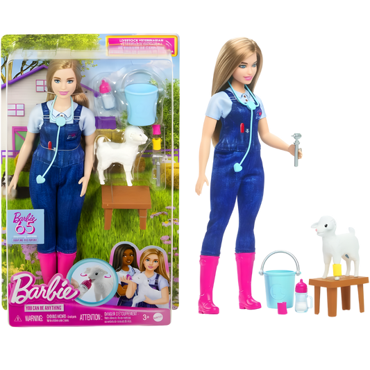 Barbie 65. Yıl Deluxe Kariyer Bebekleri Veteriner Seti HRG42