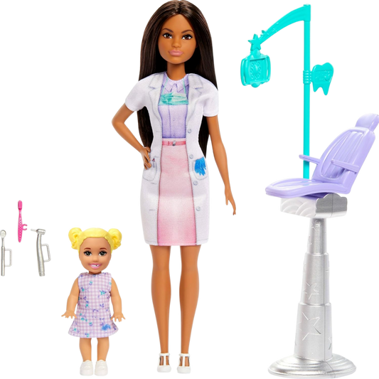 Barbie Bakım Temalı Kariyer Oyun Setleri Dişçi Bebek JCR75