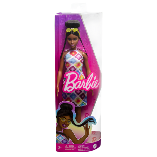 Barbie Fashionistas Bebeği Topuz Saçlı ve Örgü Elbiseli HJT07