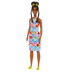 Barbie Fashionistas Bebeği Topuz Saçlı ve Örgü Elbiseli HJT07