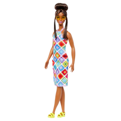 Barbie Fashionistas Bebeği Topuz Saçlı ve Örgü Elbiseli HJT07