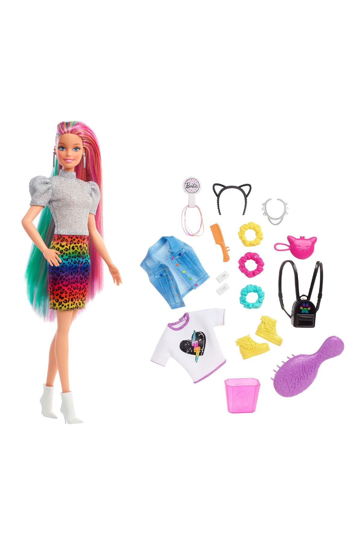 Barbie Leopar Desenli Saçlar Bebeği-GRN81