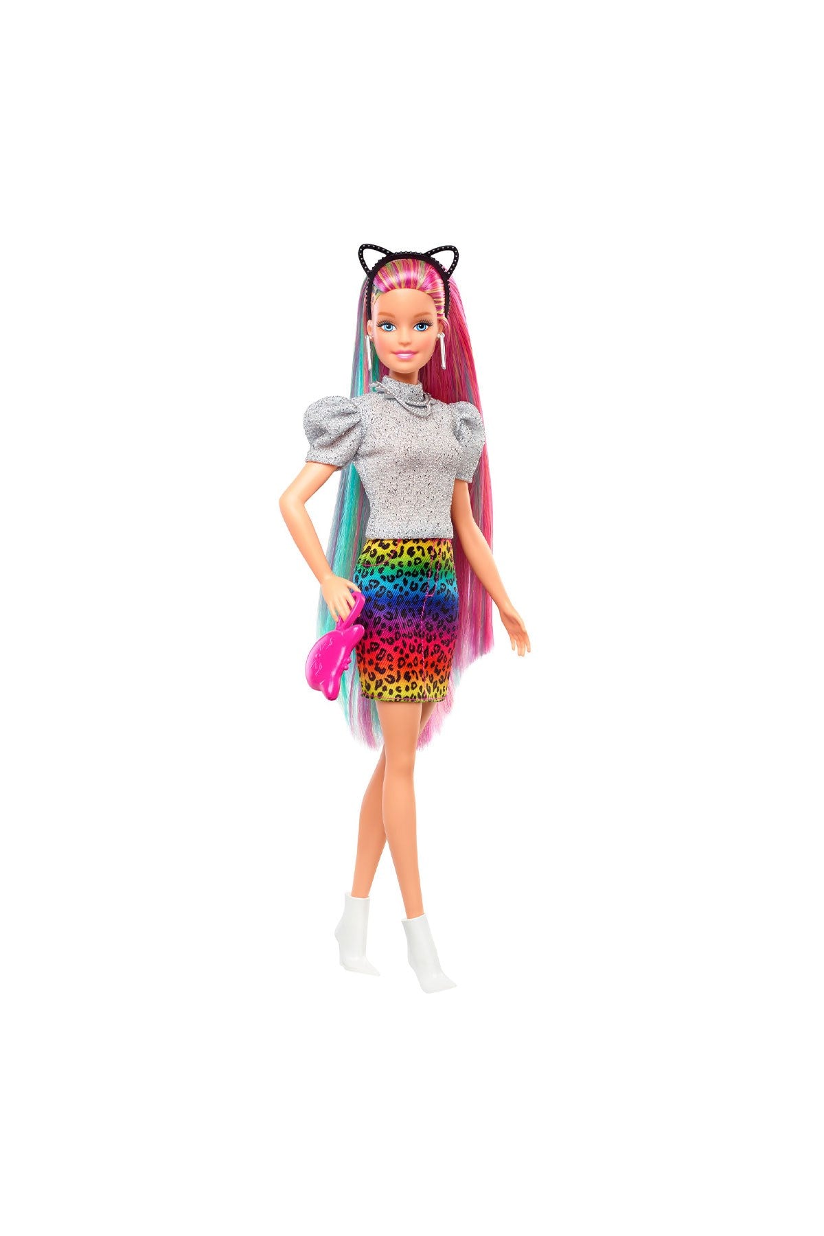 Barbie Leopar Desenli Saçlar Bebeği-GRN81