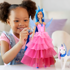 Barbie Mavi Saçlı Prenses Bebek HRR16
